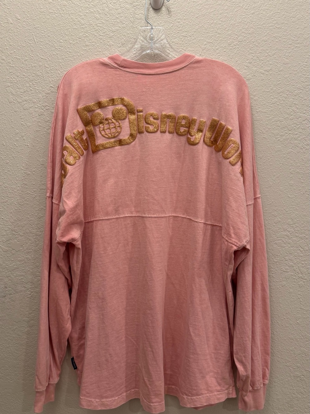 Disney Parks Walt Disney World Spirit Jersey Pink Rose Gold Glitter Size L